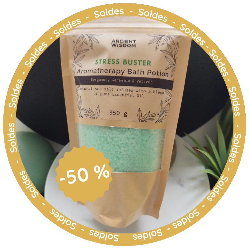 Sels de bain 350g - Bergamote, Géranium & Vétiver - Anti-Stress 🌿✨