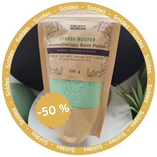 Sels de bain 350g - Bergamote, Géranium & Vétiver - Anti-Stress 🌿✨